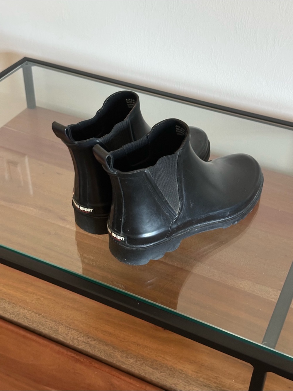 Polo Sport Ralph Lauren Women’s Black Rubber Chelsea Rain Boots Size 9B - Picture 4 of 8
